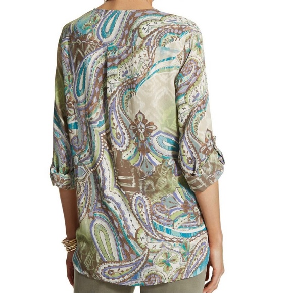SOLD-Chico’s Paisley Tie Neck Tunic - Picture 4 of 12